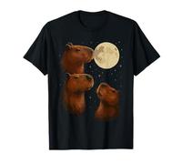 Three Capybara Moon 3 Capybara Howling At The Moon Maglietta