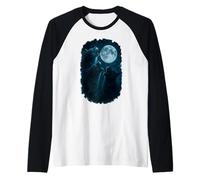 Three Cats Howling At The Moon 3 Cat Moon Maglia con Maniche Raglan