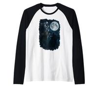 Three Cats Howling At The Moon 3 Cat Moon Maglia con Maniche Raglan