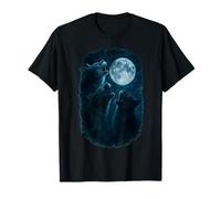 Three Cats Howling At The Moon 3 Cat Moon Maglietta