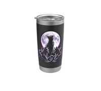 Three Cats Moon Howling Pack Night Bicchiere termico in acciaio inox doppia parete