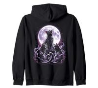 Three Cats Moon Howling Pack Night Felpa con Cappuccio