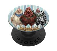 Three Chickens Bandana Farmhouse Stripe Graphic PopSockets PopGrip Adesivo