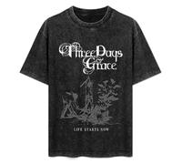 Three Days Grace T-shirt oversize vintage da uomo in cotone con grafica a maniche corte camicie girocollo abbigliamento unisex magliette, Stile 3, L