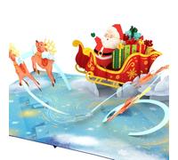 Three Dee Cards - Santa's Sleigh & Renna Natale 3D speciale Pop Up biglietto di auguri per figlia, figlio, marito, moglie, fratello, sorella, mamma e papà, vacanza in famiglia Pop-up