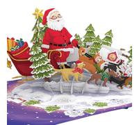 Three Dee Cards - Santa's Sleigh with Adorable Dogs Christmas 3D Special Pop Up biglietto di auguri per figlia, genero, marito, moglie, fratello, sorella, mamma e papà, famiglia vacanza