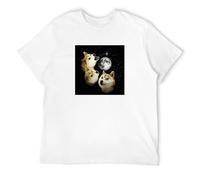 Three Doge Moon Shiba Inu T Shirt for Male Soft Homme Tee Shirt Crewneck Faddish Harajuku Streetwear White XXL