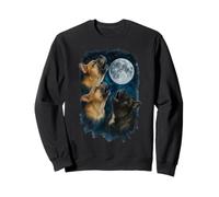 Three French Bulldog Howling At The Moon 3 Frenchie Moon Felpa