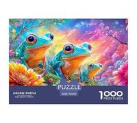 Three Frogs Among Flowers in A Vibrant Forest Puzzle Da 1000 Pezzi Dream Frog Perfetto Regalo Per Ragazzi, Ragazze, Uomini E Donne 70x50cm/1000pcs