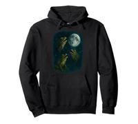Three Frogs Howling At The Moon 3 Frog Moon Felpa con Cappuccio