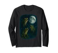 Three Frogs Howling At The Moon 3 Frog Moon Maglia a Manica