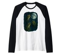 Three Frogs Howling At The Moon 3 Frog Moon Maglia con Maniche Raglan