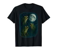 Three Frogs Howling At The Moon 3 Frog Moon Maglietta