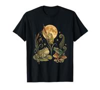 Three Frogs Moon Vintage Amphibian Cottagecore Art Maglietta