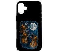 Three German Boxer Howling At The Moon 3 Boxer Moon Custodia per iPhone 16 Plus