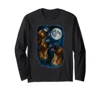 Three German Boxer Howling At The Moon 3 Boxer Moon Maglia a Manica