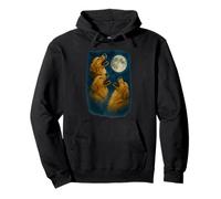 Three Golden Retriever Howling At The Moon 3 Golden Retrieve Felpa con Cappuccio