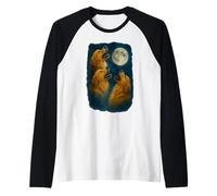 Three Golden Retriever Howling At The Moon 3 Golden Retrieve Maglia con Maniche Raglan