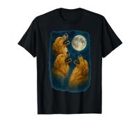 Three Golden Retriever Howling At The Moon 3 Golden Retrieve Maglietta