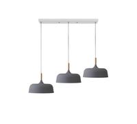 Three Heads Pendant Ceiling Lamp Bar And Table, Colorful Decorative Lantern for Restaurant, Metal Shade Chandelier, Height Adjustable(Natural Gray,27.5in)