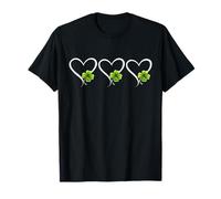Three Hearts Lucky Four Leaf Clover St Patricks Day Shamrock Maglietta