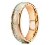 THREE KEYS JEWELRY Fede nuziale da uomo e donna, 4 mm/6 mm, in carburo di tungsteno vichingo, con granuli di calaite e gioielli bombati lucidati infinito, unico per lui e lei, argento/nero/oro rosa