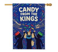 Three Kings Day Candy Celebration House Flag 71 x 101 cm | Caramelle, Bandiera del cortile, Silhouette, Corone, Coriandoli, Celebrazione delle vacanze, Decorazione del cortile