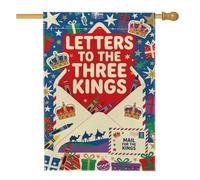 Three Kings Epiphany - Busta con bandiera della casa, 71 x 101 cm | Tre re tema, bandiera del cortile, scatole regalo colorate, illustrazione di corone, decorazione stagionale all'aperto del