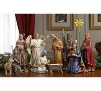 Three Kings Gifts Magi, Magi, Stella di Natale, Angelo, Pastori, Pecore, Sacra Famiglia, Gesù in Manger, Oro Vero nel Tronco, Set & Figure Presepe, 11 pezzi, per collezione in scala da 25,4 cm