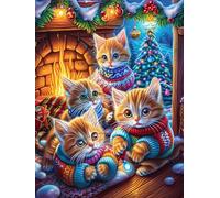 Three Kittens by Cozy Fireplace Puzzle 300 Pezzi Gioco Creativo Per Ragazzi Intelligenza Educativa Rompicapo Idea Regalo Per Figlio A Natale E Compleanno 300 PCS