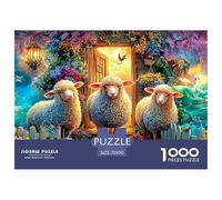 Three Lambs by A Flower-covered Cottage near A Ship Puzzle Da 1000 Pezzi Dream Sheep Giocattolo Educativo Per Bambini E Adulti 70x50cm/1000pcs