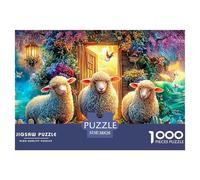 Three Lambs by A Flower-covered Cottage near A Ship Puzzle Da 1000 Pezzi Dream Sheep Perfetto Regalo Per Ragazzi, Ragazze, Uomini E Donne 38x26cm/1000pcs