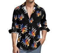 Three Little Girls Dance - Camicia casual da uomo, a maniche lunghe, con bottoni, stampa vintage, Stile:, 6XL