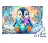 Three Penguins with A Big Bow Tie Puzzle Da 1000 Pezzi Cute Penguin Giocattolo Educativo Per Bambini E Adulti 70x50cm/1000pcs