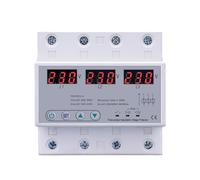 Three Phase voltmeter Adjustable Over and Under Voltage Protector 3 Phase Automatic Recovery Protective Device Reset 63A 380V