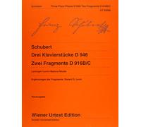 Three Piano Pieces D 946 and Two Fragmentary Piano Pieces D916/C: Edited from the sources by Ulrich Leisinger, Notes on interpretation by Robert D. Levin, Fingerings by Paul Badura-Skoda. piano.