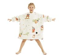 THREE POODLE Felpa Coperta Oversize Bambini, Felpa Pile Giganti con Maniche e Cappuccio, Coperta Pile con Maniche