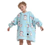 THREE POODLE Felpa Coperta Oversize Bambini, Felpa Pile Giganti con Maniche e Cappuccio, Coperta Pile con Maniche