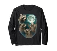 Three Raccoons Howling At The Moon 3 Raccoon Moon Maglia a Manica