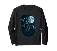 Three Raccoons Howling At The Moon 3 Raccoon Moon Maglia a Manica