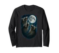 Three Raccoons Howling At The Moon 3 Raccoon Moon Maglia a Manica