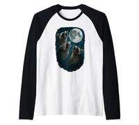 Three Raccoons Howling At The Moon 3 Raccoon Moon Maglia con Maniche Raglan
