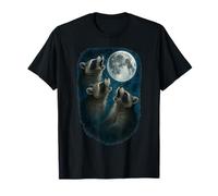 Three Raccoons Howling At The Moon 3 Raccoon Moon Maglietta