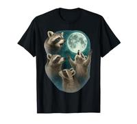 Three Raccoons Howling At The Moon 3 Raccoon Moon Maglietta