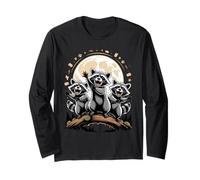 Three Raccoons Howling at The Moon Trash Panda Maglia a Manica