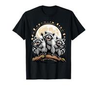 Three Raccoons Howling at The Moon Trash Panda Maglietta