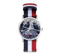 Three Ravens - Orologio da polso al quarzo, con numeri arabi, cinturino regolabile, unisex, per l'inverno