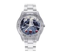 Three Ravens - Orologio da polso da uomo in acciaio inox, alla moda, per giorno invernale