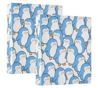 Three-Ringing - 2 raccoglitori da 3,8 cm con tasche, confezione da 1/2 raccoglitori universitari per studenti, 200 fogli, motivo pinguino blu
