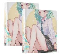 Three-Ringing - 2 raccoglitori per notebook da 1,5 cm e mezzo pollice con copertina tascabile, confezione da 1/2 raccoglitori per studenti universitari, 200 fogli, capelli verdi, simpatici studenti